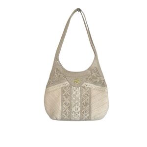 Vintage Carpet Bags Of America Cream Hobo Shoulder Bag
